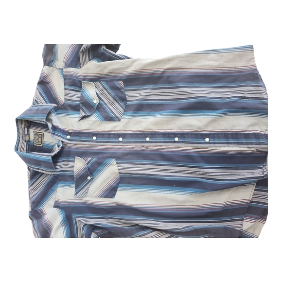 Rock Creek Ranch Western Pearl Snap Shirt Blue Stripe Short Sleeve Size Large - Picture 13 of 13